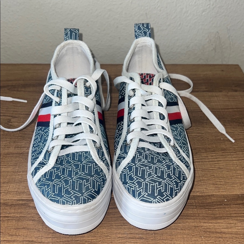 Tommy Hilfiger Blue and White Women's Sneakers